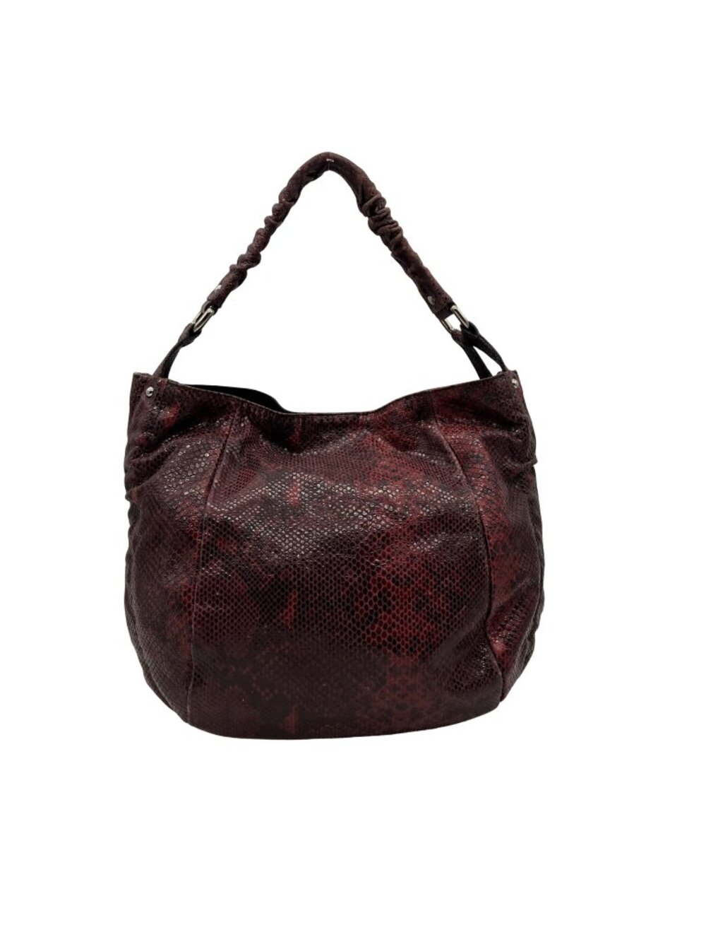 Furla Red Snakeskin-Embossed Leather Hobo Shoulder Bag